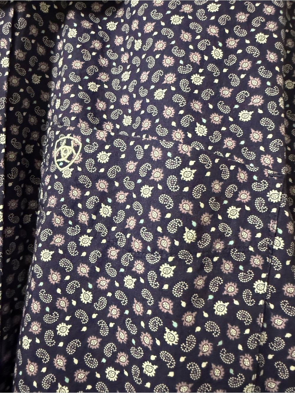 Ariat Purple Short Sleeve Button-Up with White Paisley 0157 - Picture 3 of 15